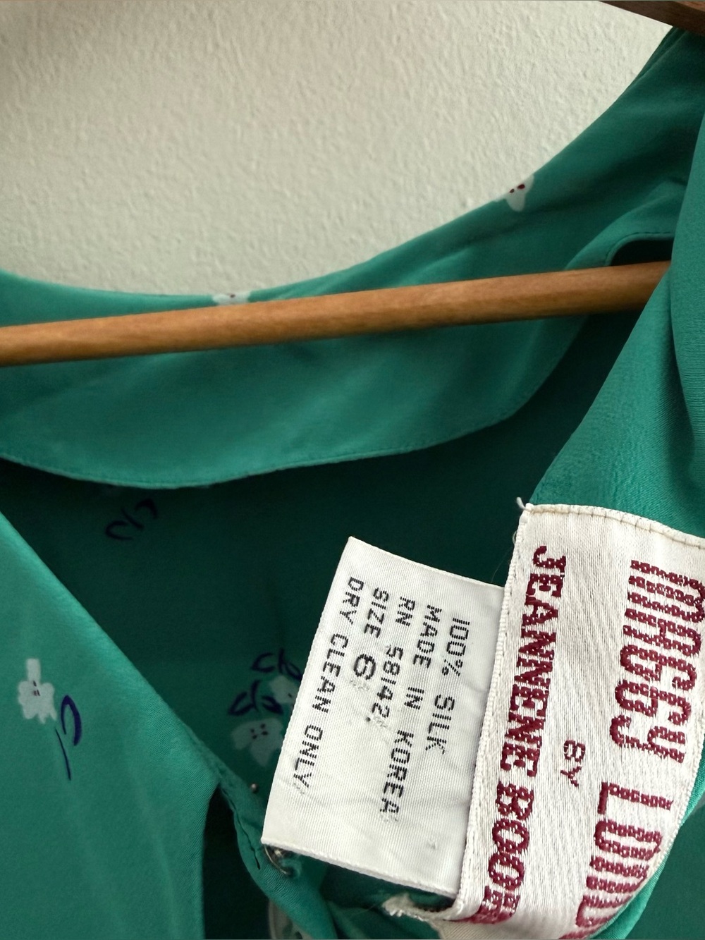 Vintage Silk Teal Floral Midi Pleated Dress with Peter Pan Collar - Picture 8 of 8